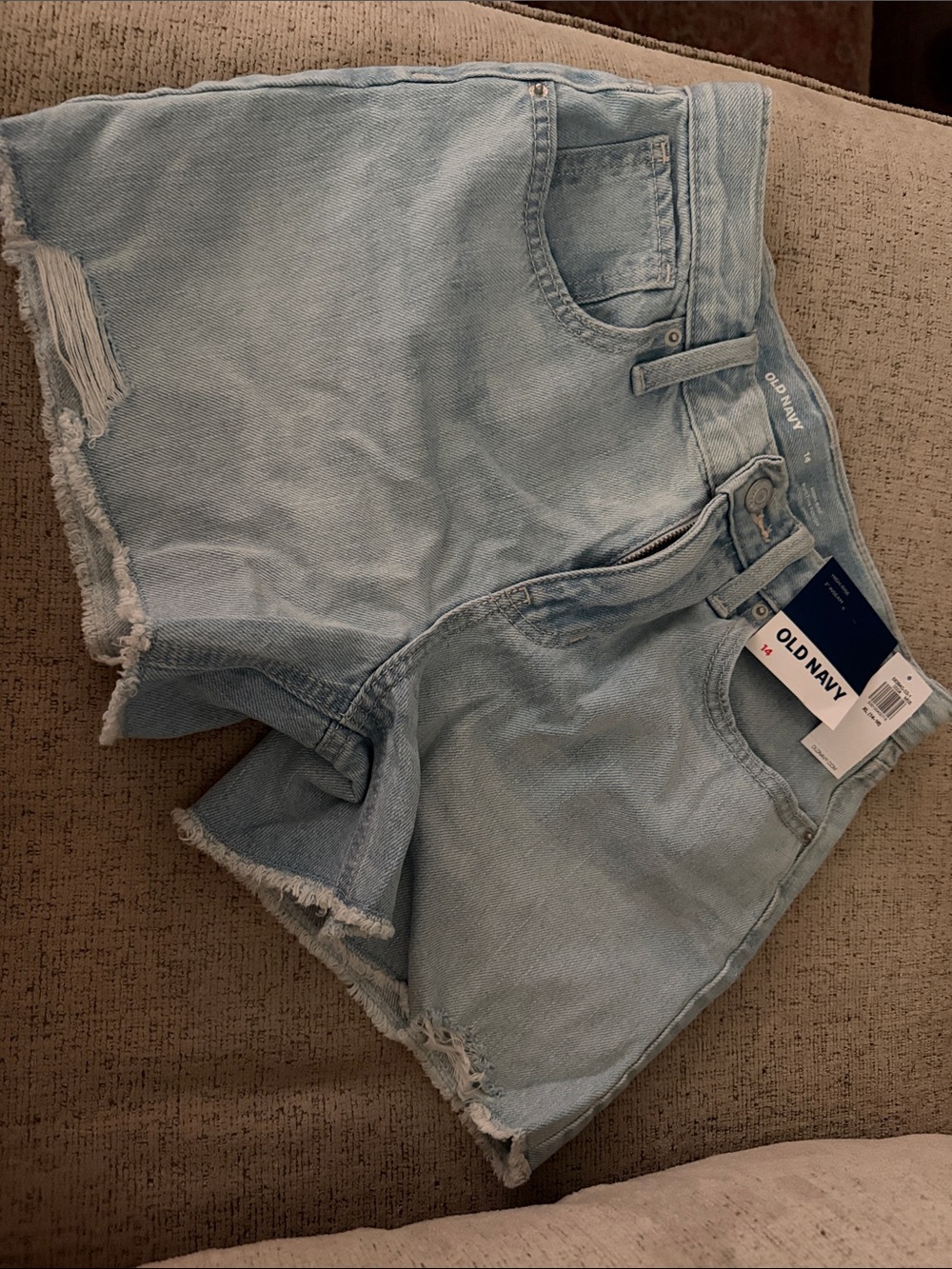 Old Navy Light Blue Girls' Frayed Denim Shorts